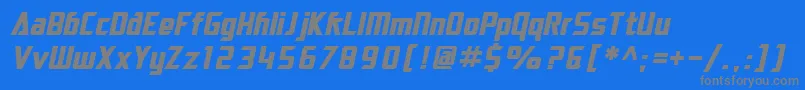 フォントSF Electrotome Bold Oblique – 青い背景に灰色の文字
