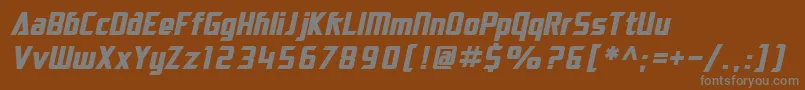 SF Electrotome Bold Oblique-fontti – harmaat kirjasimet ruskealla taustalla