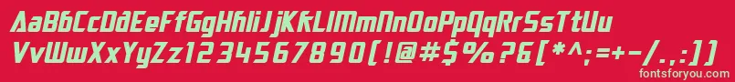 フォントSF Electrotome Bold Oblique – 赤い背景に緑の文字