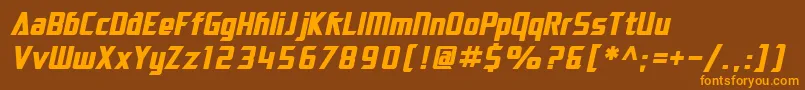 フォントSF Electrotome Bold Oblique – オレンジ色の文字が茶色の背景にあります。