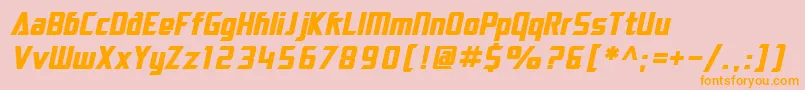 フォントSF Electrotome Bold Oblique – オレンジの文字がピンクの背景にあります。