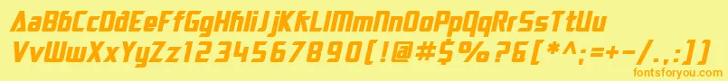 SF Electrotome Bold Oblique-Schriftart – Orangefarbene Schriften auf gelbem Hintergrund