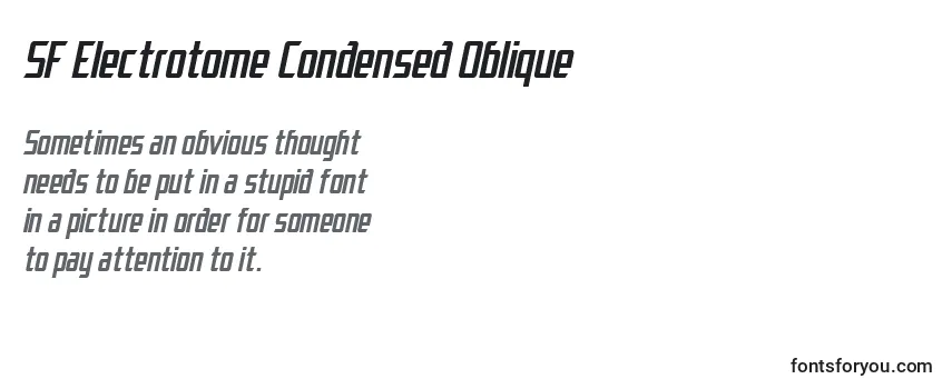 Überblick über die Schriftart SF Electrotome Condensed Oblique