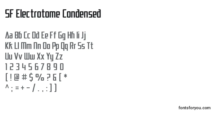 Шрифт SF Electrotome Condensed – алфавит, цифры, специальные символы