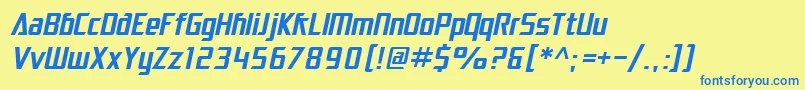 SF Electrotome Oblique Font – Blue Fonts on Yellow Background