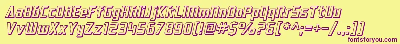 SF Electrotome Shaded Oblique Font – Purple Fonts on Yellow Background