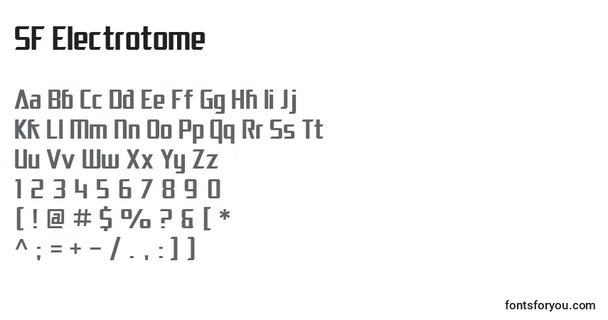 Czcionka SF Electrotome – alfabet, cyfry, specjalne znaki