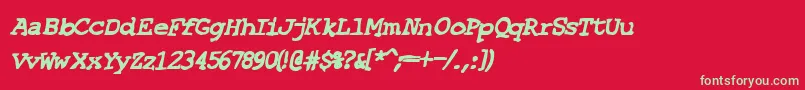 フォントSF Espionage Heavy Oblique – 赤い背景に緑の文字