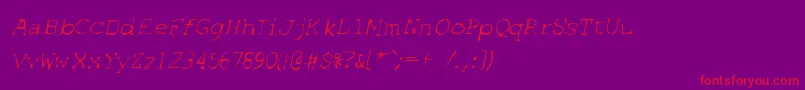 SF Espionage Light Oblique-fontti – punaiset fontit violetilla taustalla