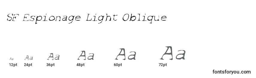 Размеры шрифта SF Espionage Light Oblique
