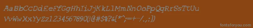 フォントSF Espionage Medium Oblique – 茶色の背景に灰色の文字