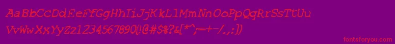 SF Espionage Medium Oblique Font – Red Fonts on Purple Background