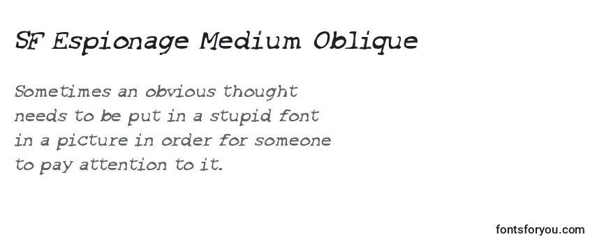 Review of the SF Espionage Medium Oblique Font