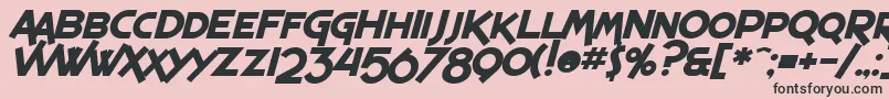 Fonte SF Espresso Shack Bold Italic – fontes pretas em um fundo rosa