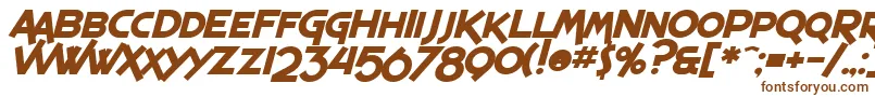 フォントSF Espresso Shack Bold Italic – 白い背景に茶色のフォント