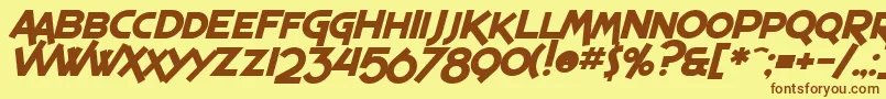 Шрифт SF Espresso Shack Bold Italic – коричневые шрифты на жёлтом фоне