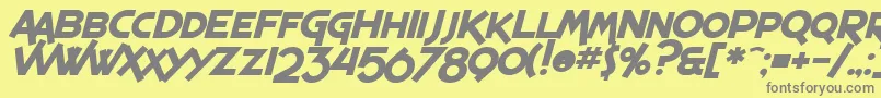 フォントSF Espresso Shack Bold Italic – 黄色の背景に灰色の文字