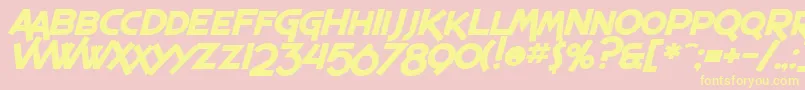 SF Espresso Shack Bold Italic-Schriftart – Gelbe Schriften auf rosa Hintergrund