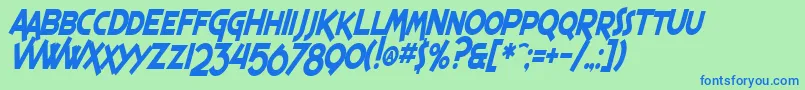 SF Espresso Shack Condensed Bold Italic Font – Blue Fonts on Green Background