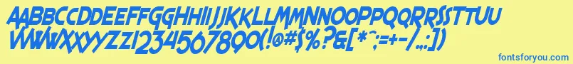 SF Espresso Shack Condensed Bold Italic Font – Blue Fonts on Yellow Background