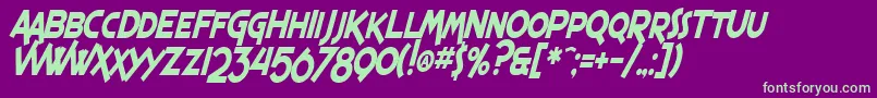 fuente SF Espresso Shack Condensed Bold Italic – Fuentes Verdes Sobre Fondo Morado