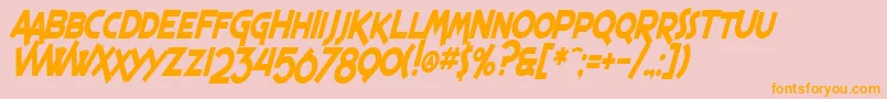 Подробнее о шрифте SF Espresso Shack Condensed Bold Italic Шрифт SF Espresso Shack Condensed Bold Italic – оранжевые шрифты на розовом фоне