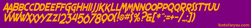 SF Espresso Shack Condensed Bold Italic Font – Orange Fonts on Purple Background