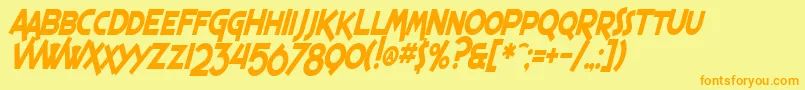 Шрифт SF Espresso Shack Condensed Bold Italic – оранжевые шрифты на жёлтом фоне