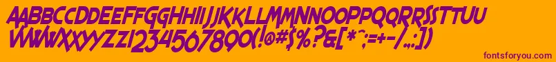 SF Espresso Shack Condensed Bold Italic Font – Purple Fonts on Orange Background