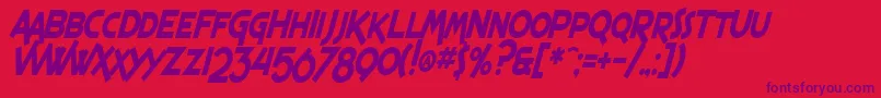フォントSF Espresso Shack Condensed Bold Italic – 赤い背景に紫のフォント
