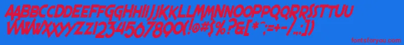 SF Espresso Shack Condensed Bold Italic Font – Red Fonts on Blue Background