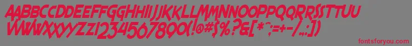 SF Espresso Shack Condensed Bold Italic Font – Red Fonts on Gray Background