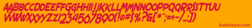 fuente SF Espresso Shack Condensed Bold Italic – Fuentes Rojas Sobre Fondo Naranja