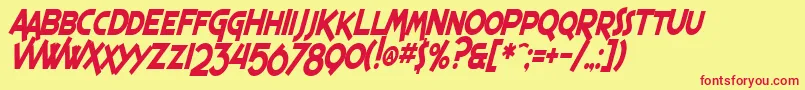 SF Espresso Shack Condensed Bold Italic Font – Red Fonts on Yellow Background