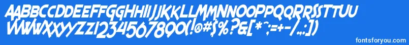 Шрифт SF Espresso Shack Condensed Bold Italic – белые шрифты на синем фоне