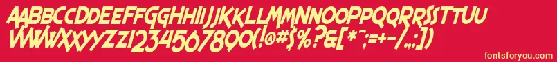 SF Espresso Shack Condensed Bold Italic-fontti – keltaiset fontit punaisella taustalla