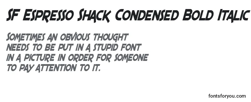 Review of the SF Espresso Shack Condensed Bold Italic Font