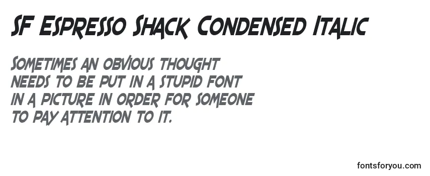 Reseña de la fuente SF Espresso Shack Condensed Italic