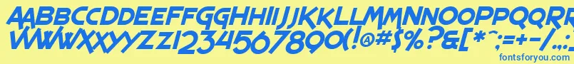 SF Espresso Shack Italic Font – Blue Fonts on Yellow Background