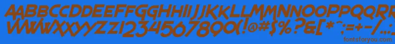 Шрифт SF Espresso Shack Italic – коричневые шрифты на синем фоне
