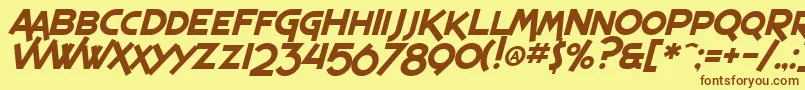 Fonte SF Espresso Shack Italic – fontes marrons em um fundo amarelo