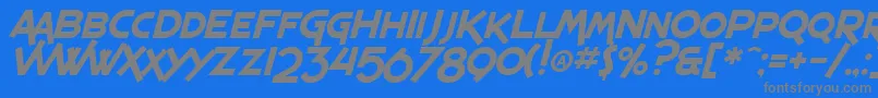 フォントSF Espresso Shack Italic – 青い背景に灰色の文字