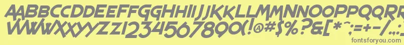 SF Espresso Shack Italic-fontti – harmaat kirjasimet keltaisella taustalla