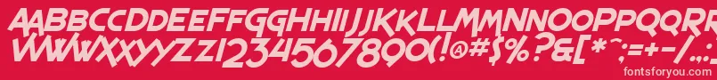 SF Espresso Shack Italic-Schriftart – Rosa Schriften auf rotem Hintergrund