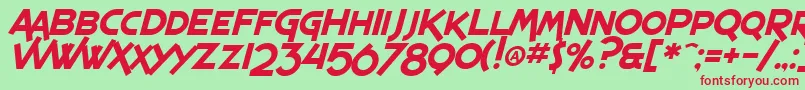 フォントSF Espresso Shack Italic – 赤い文字の緑の背景