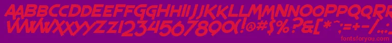 SF Espresso Shack Italic-fontti – punaiset fontit violetilla taustalla