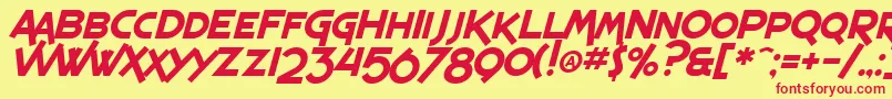 fuente SF Espresso Shack Italic – Fuentes Rojas Sobre Fondo Amarillo