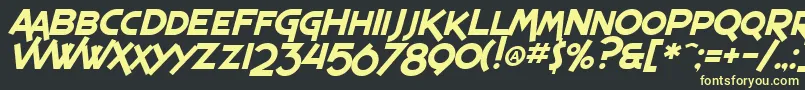 フォントSF Espresso Shack Italic – 黒い背景に黄色の文字