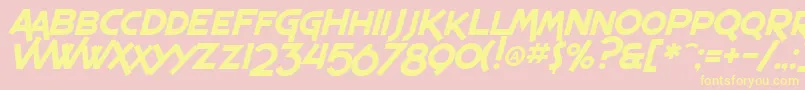 フォントSF Espresso Shack Italic – 黄色のフォント、ピンクの背景