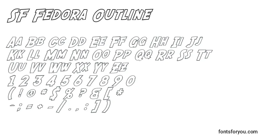A fonte SF Fedora Outline – alfabeto, números, caracteres especiais